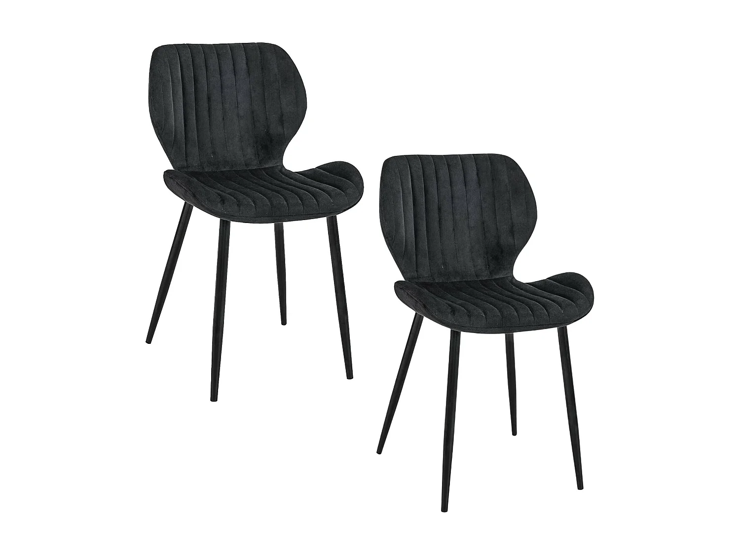 Lot de 2 chaises matelassées de salle à manger en velours AKORD SJ.17 Noir