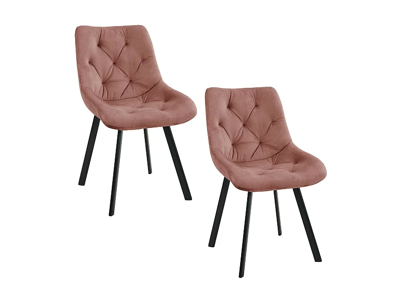 Lot de 2 chaises matelassées de salle à manger en velours AKORD SJ.33 Rose