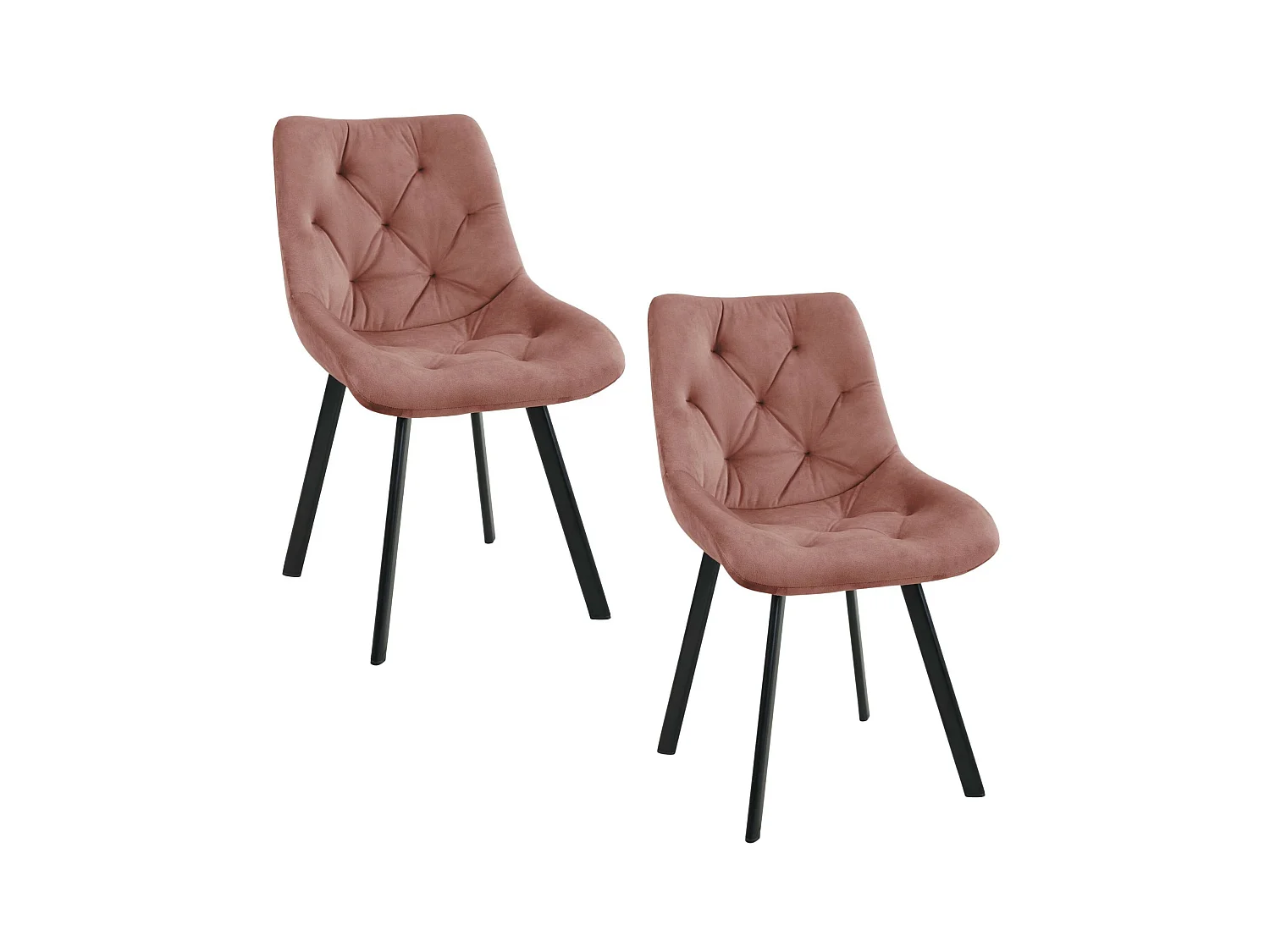 Lot de 2 chaises matelassées de salle à manger en velours AKORD SJ.33 Rose