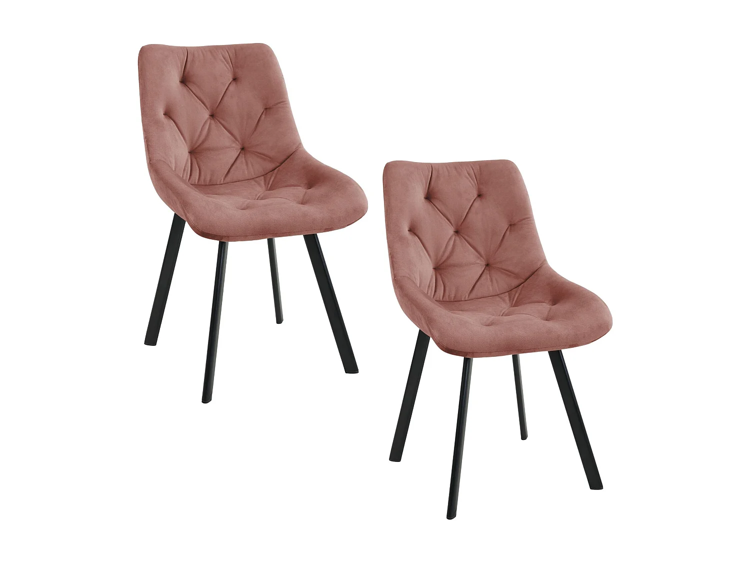 Lot de 2 chaises matelassées de salle à manger en velours AKORD SJ.33 Rose