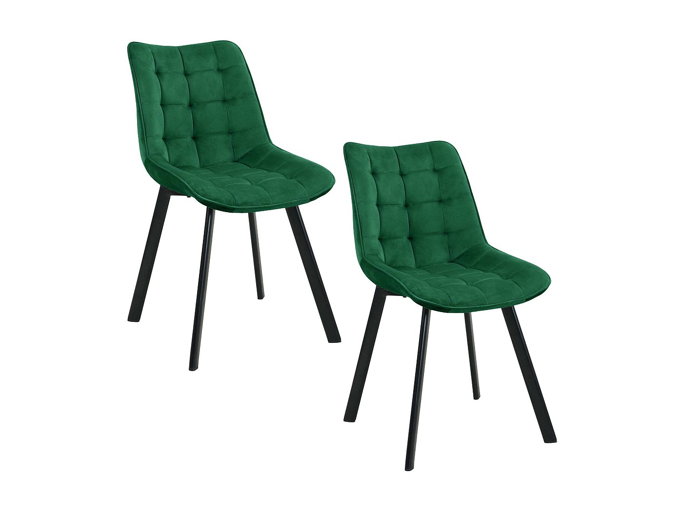 Set di 2 Sedie imbottite in velluto trapuntato SJ.28 Verde Bottiglia