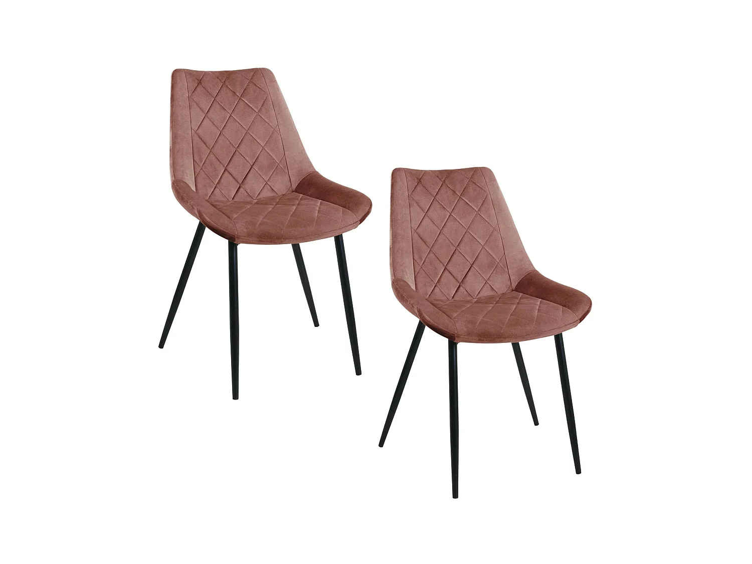 Lot de 2 chaises matelassées de salle à manger en velours AKORD SJ.0488 Rose