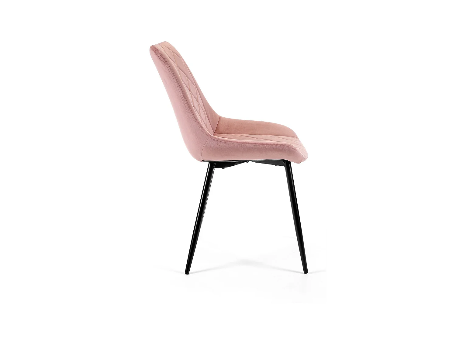 Esszimmerstühle mit Samt 2er Set AKORD SJ.0488 Gepolsterter Gesteppter Stuhl aus Velours in Rosa