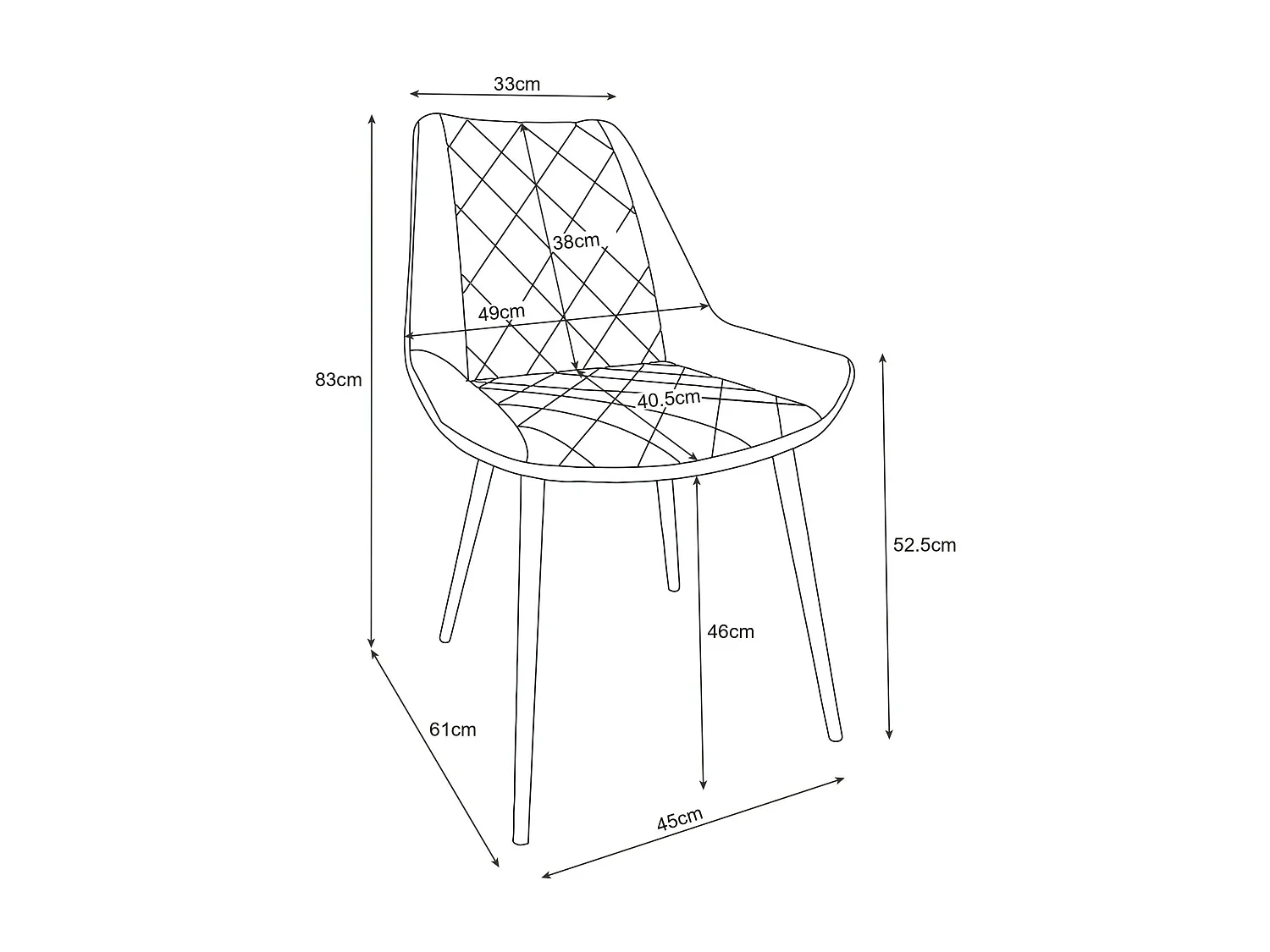 Lot de 2 chaises matelassées de salle à manger en velours AKORD SJ.0488 Rose