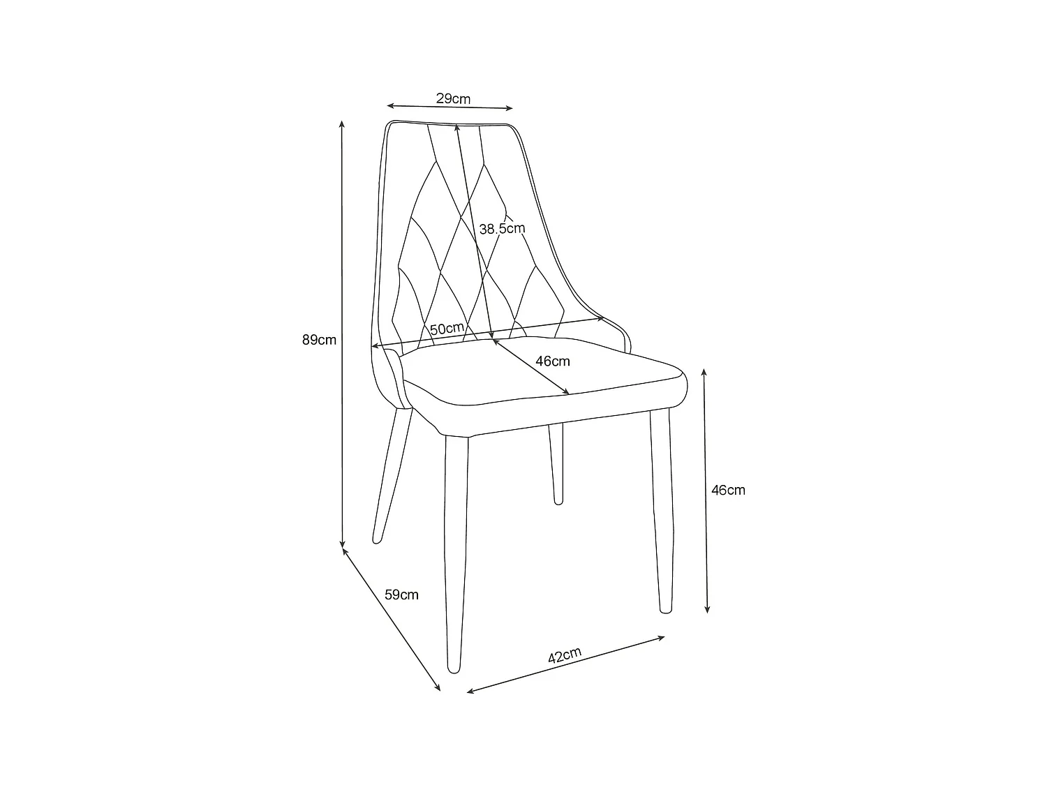 Lot de 2 chaises matelassées de salle à manger en velours AKORD SJ.054 Rose