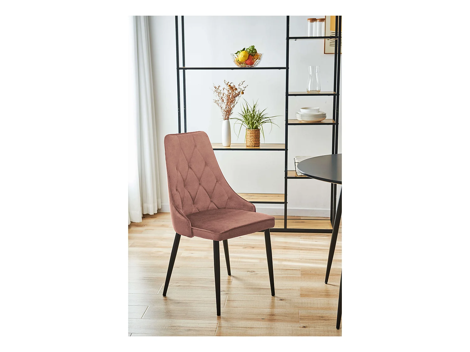 Lot de 2 chaises matelassées de salle à manger en velours AKORD SJ.054 Rose