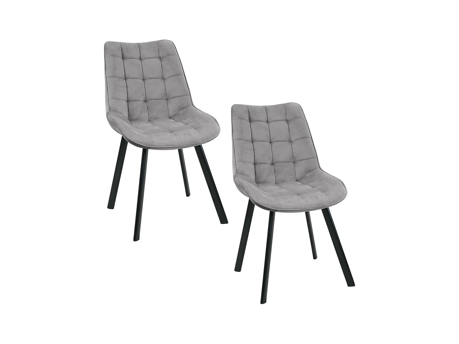 Lot de 2 chaises matelassées de salle à manger en velours AKORD SJ.22 Grise