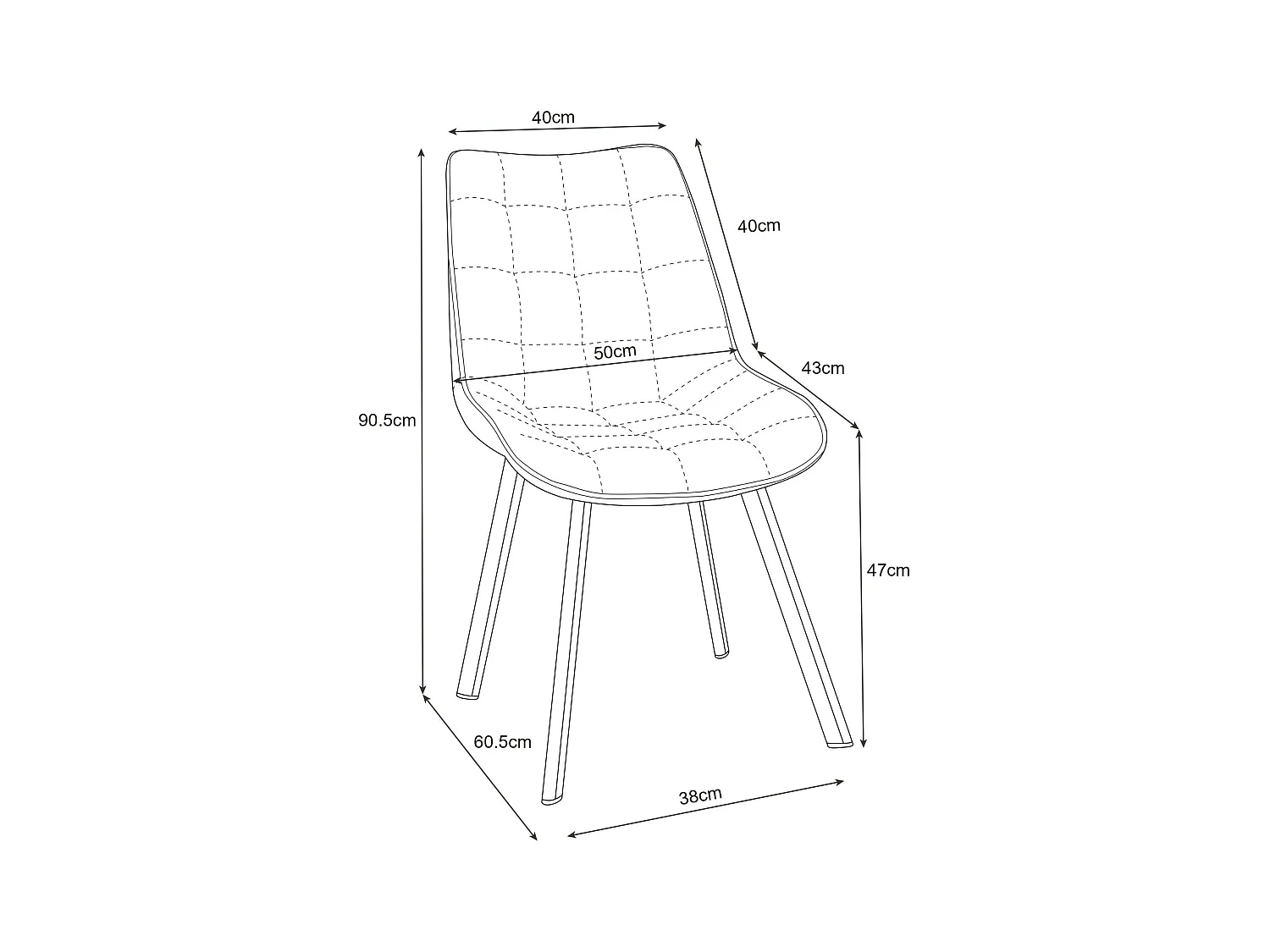Lot de 2 chaises matelassées de salle à manger en velours AKORD SJ.22 Grise