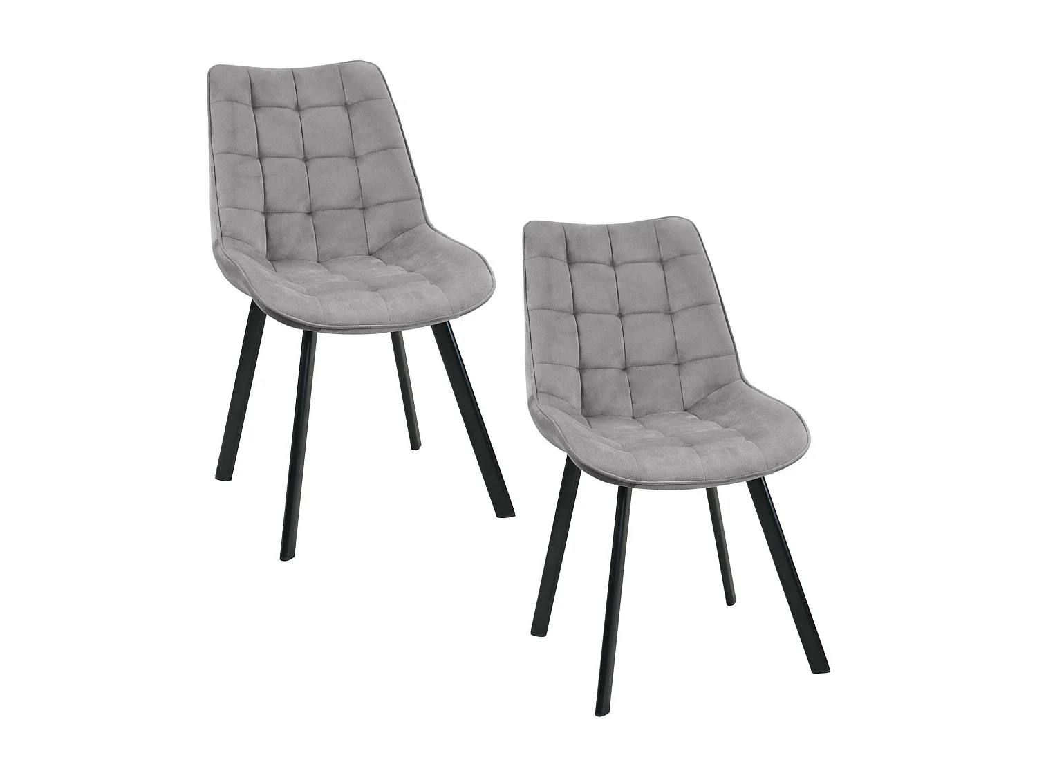 Lot de 2 chaises matelassées de salle à manger en velours AKORD SJ.22 Grise