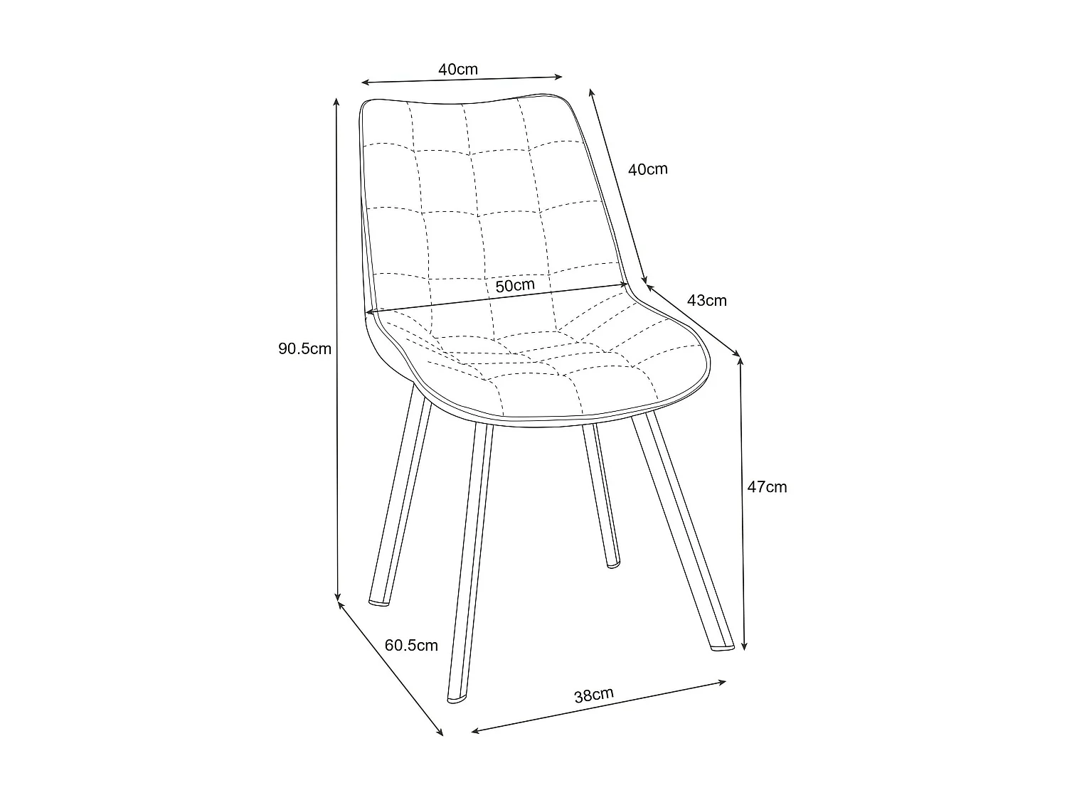 Lot de 2 chaises matelassées de salle à manger en velours AKORD SJ.22 Grise
