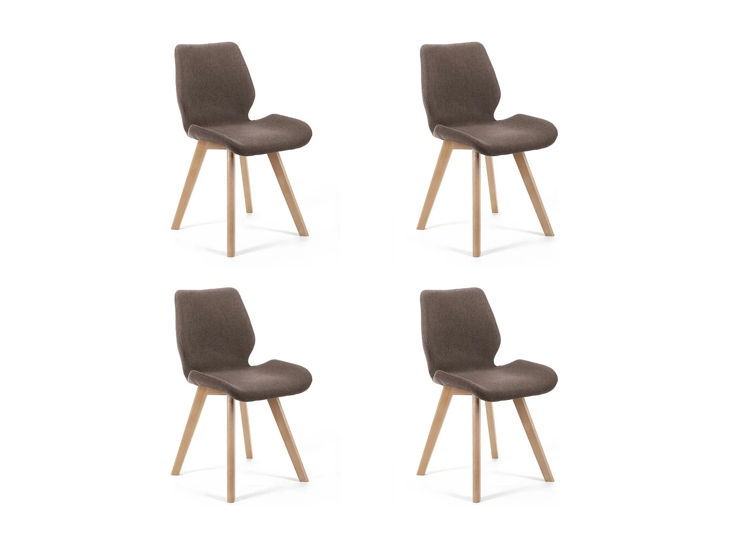 Lot de 4 chaises de salle à manger en tissu AKORD SJ.0159 Marron