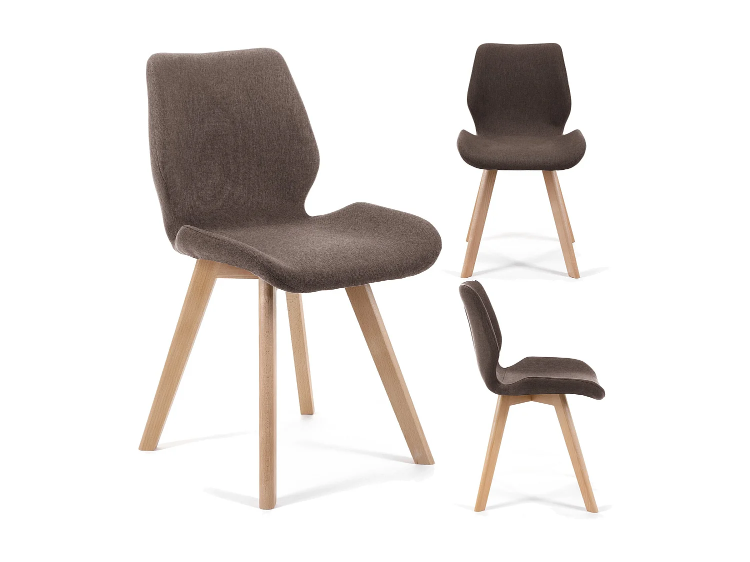 Lot de 4 chaises de salle à manger en tissu AKORD SJ.0159 Marron