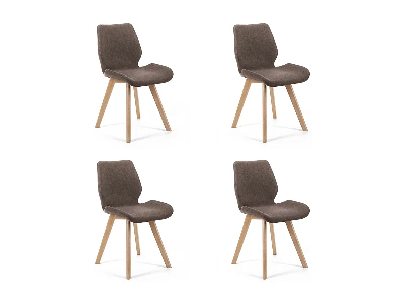 Lot de 4 chaises de salle à manger en tissu AKORD SJ.0159 Marron