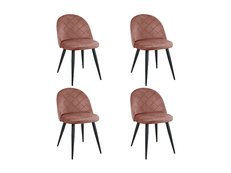 Lot de 4 chaises matelassées de salle à manger en velours AKORD SJ.077 Rose