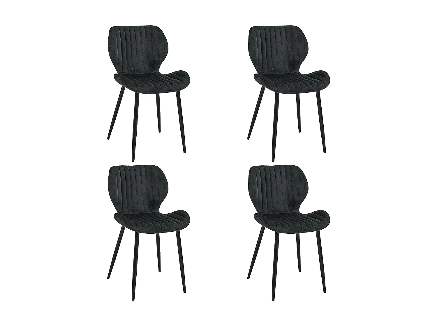 Lot de 4 chaises matelassées de salle à manger en velours AKORD SJ.17 Noir