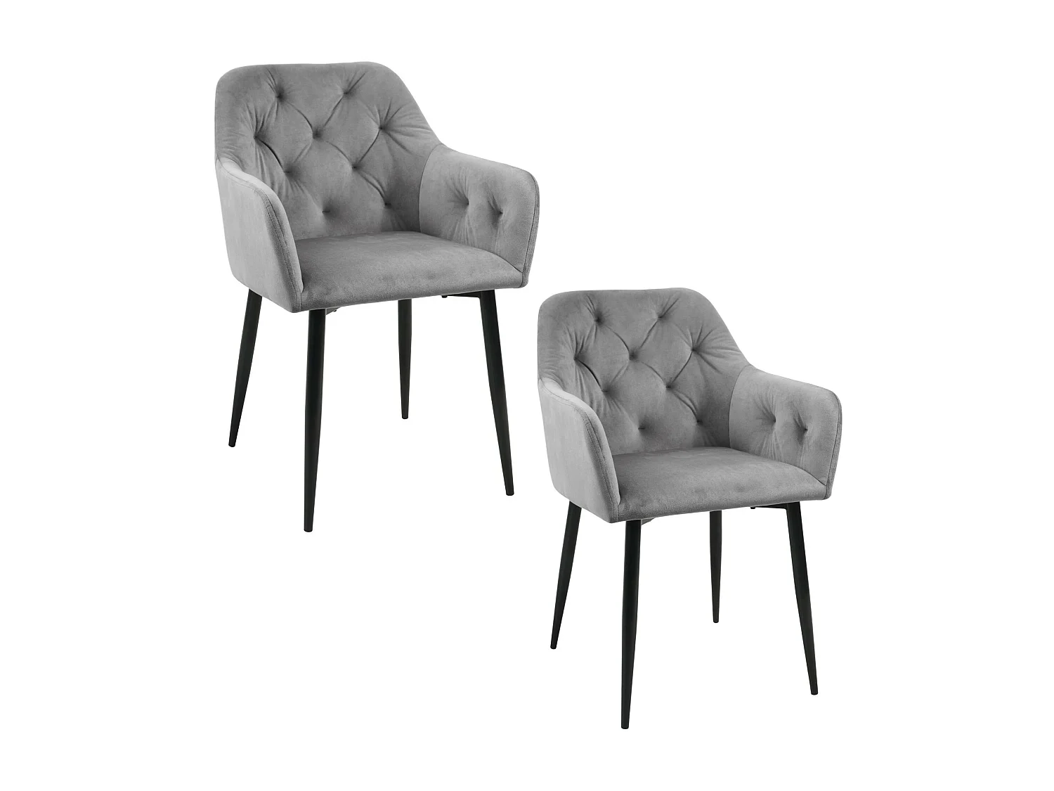 Lot de 2 chaises matelassées de salle à manger en velours AKORD SJ.030 Grise