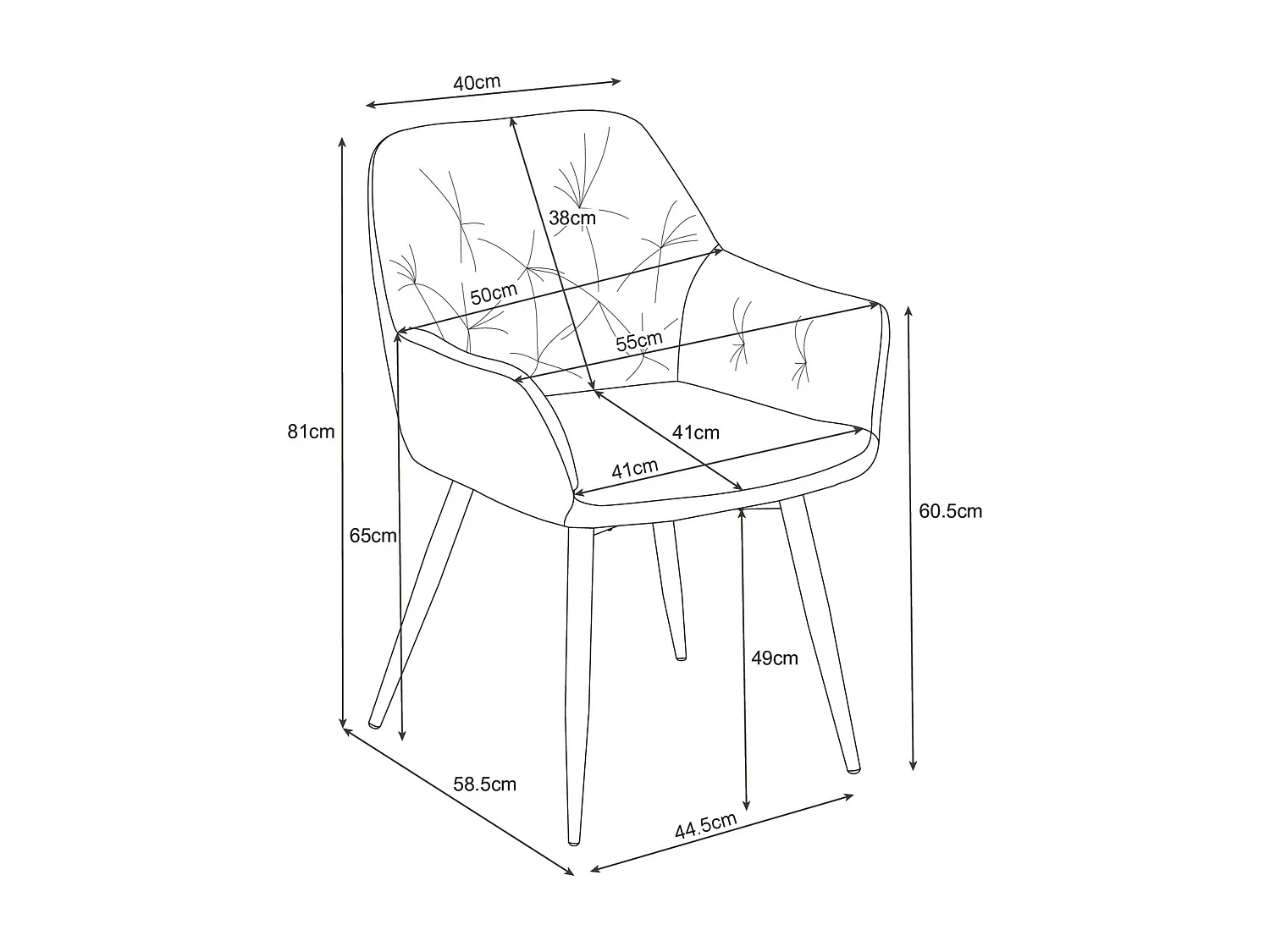 Lot de 2 chaises matelassées de salle à manger en velours AKORD SJ.030 Grise