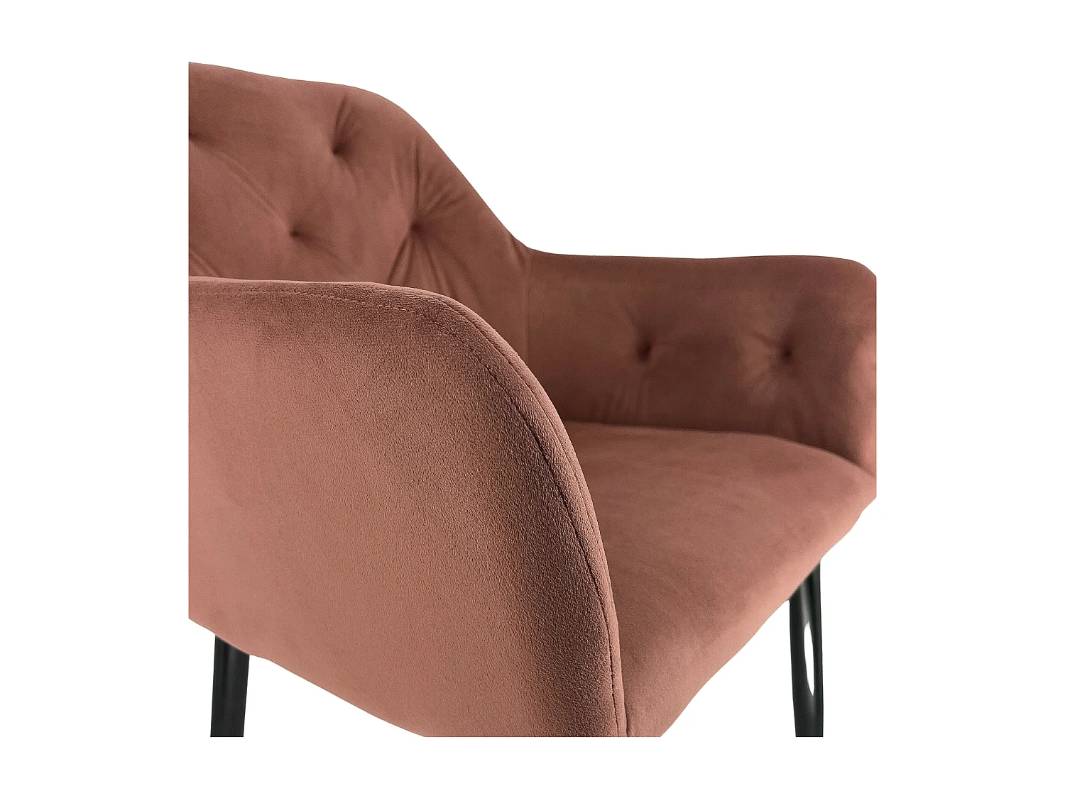 Esszimmerstühle mit Samt 2er Set AKORD SJ.030 Gepolsterter Gesteppter Stuhl aus Velours in Rosa