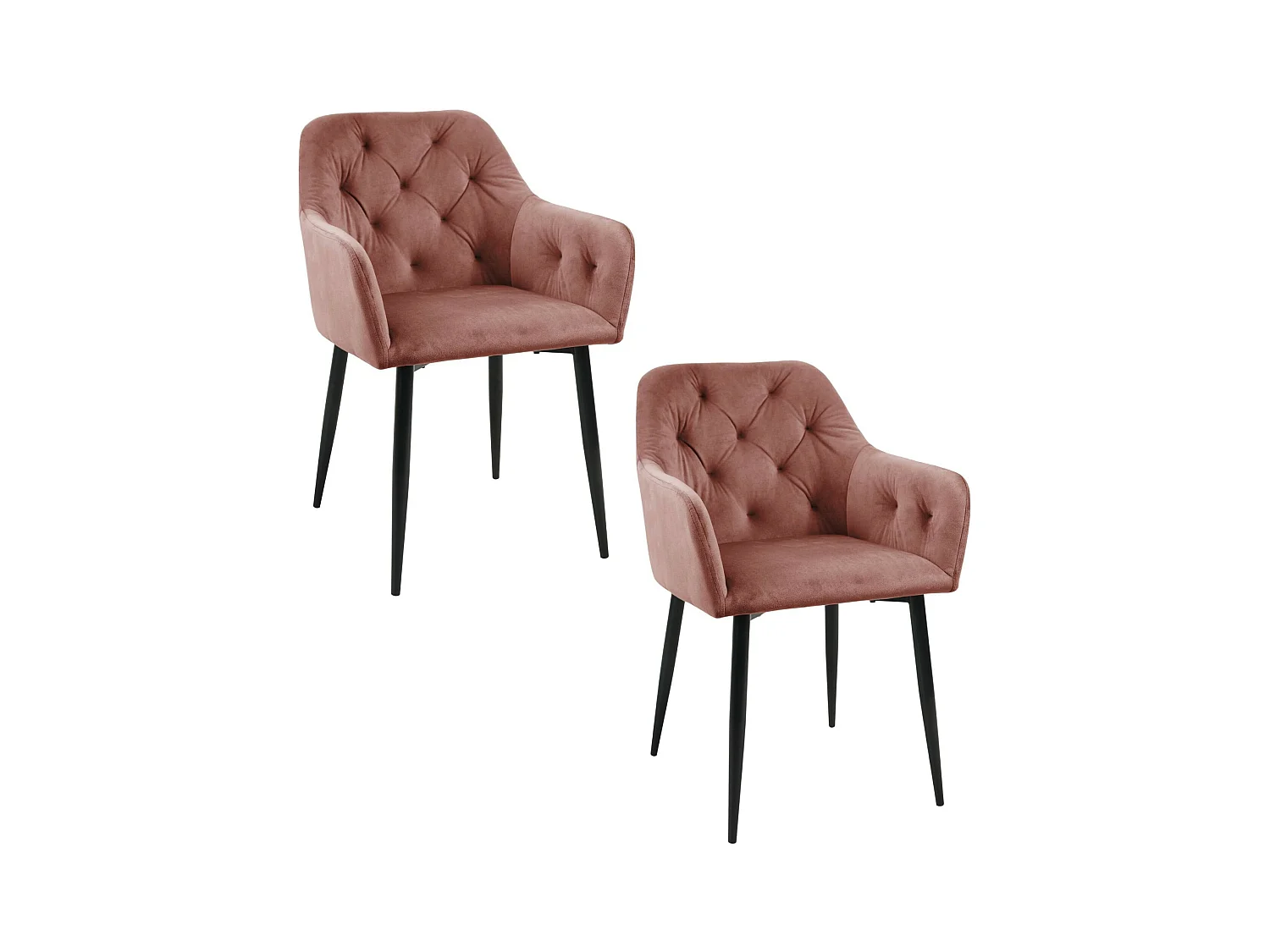 Lot de 2 chaises matelassées de salle à manger en velours AKORD SJ.030 Rose