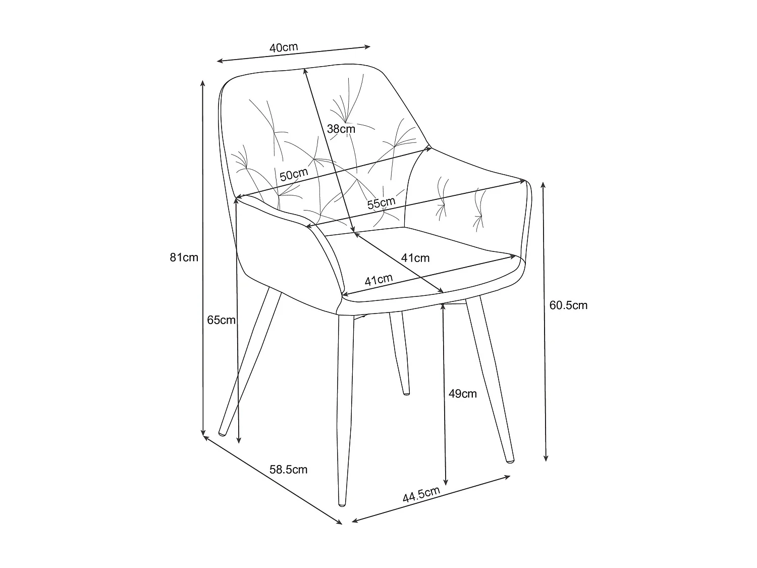 Lot de 2 chaises matelassées de salle à manger en velours AKORD SJ.030 Rose