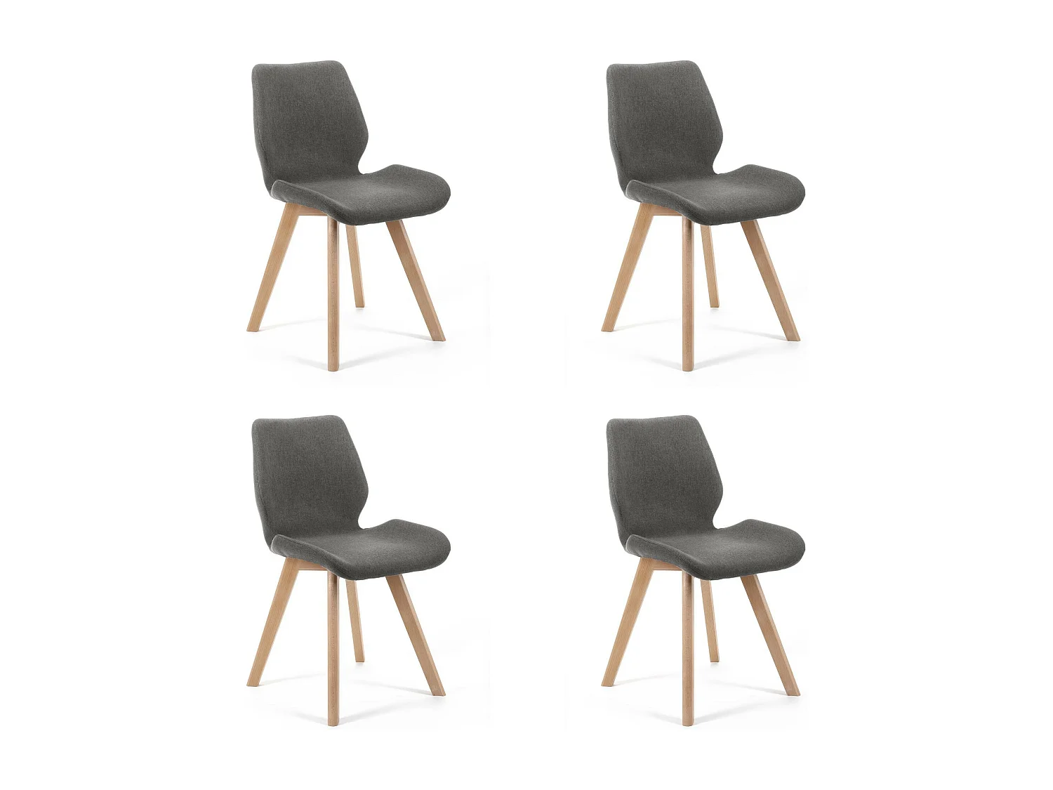 Lot de 4 chaises de salle à manger en tissu AKORD SJ.0159 Gris Marron