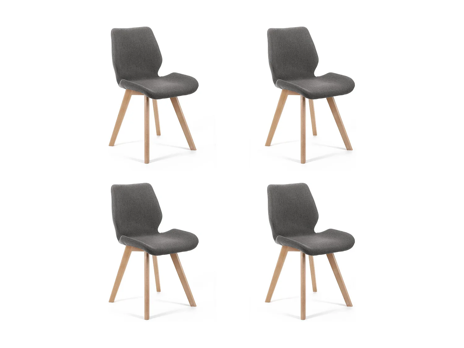 Lot de 4 chaises de salle à manger en tissu AKORD SJ.0159 Gris Marron