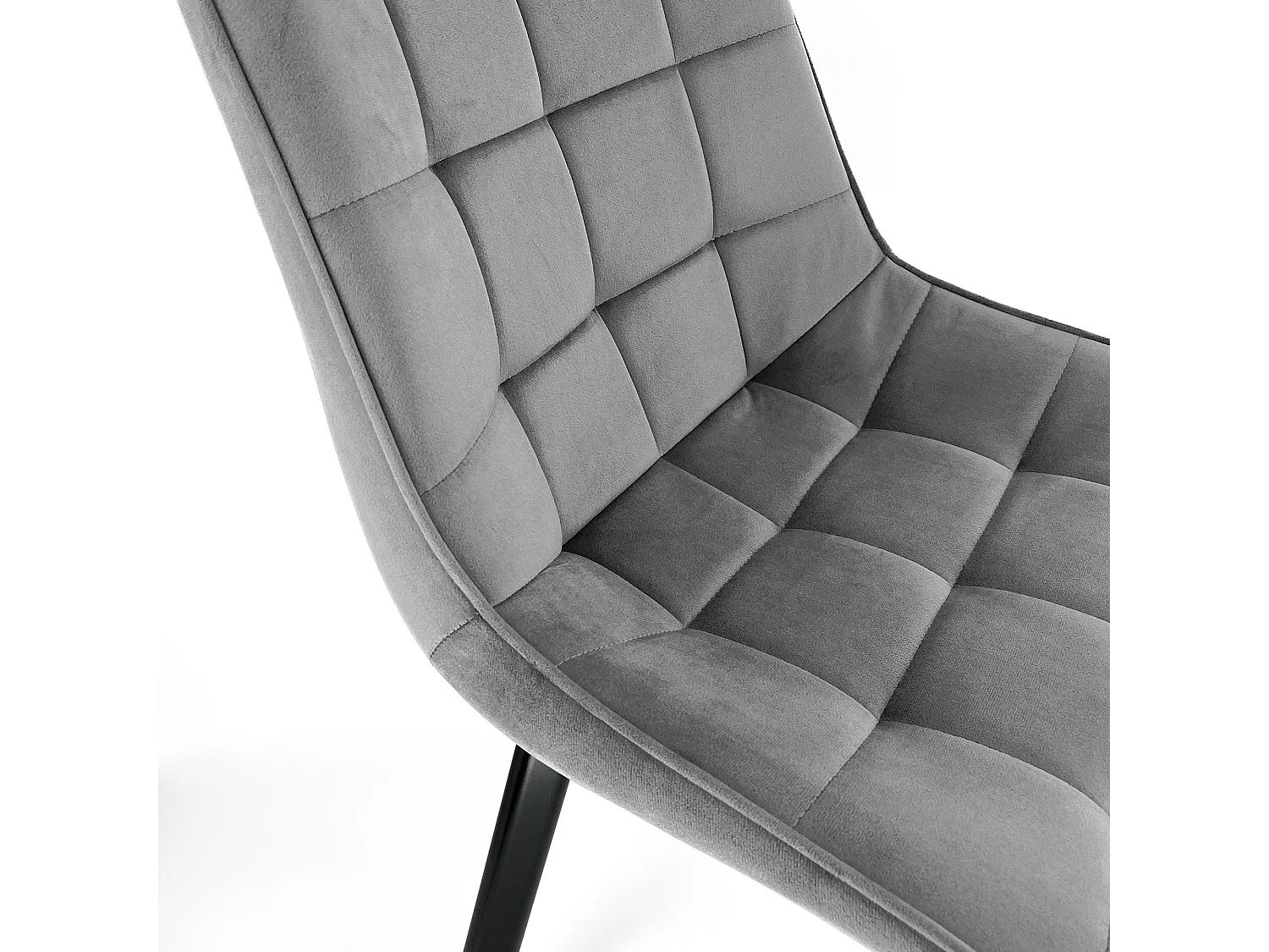 Lot de 4 chaises matelassées de salle à manger en velours AKORD SJ.22 Grise