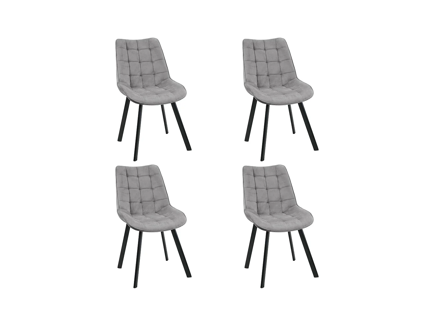 Lot de 4 chaises matelassées de salle à manger en velours AKORD SJ.22 Grise