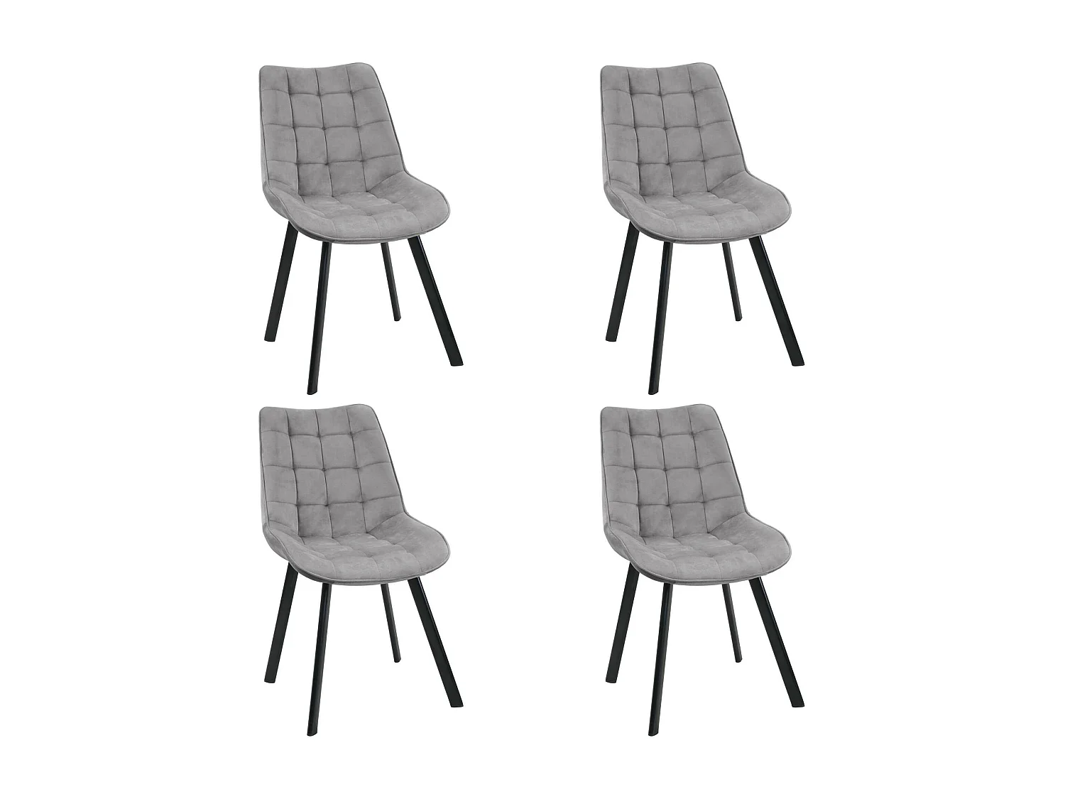 Lot de 4 chaises matelassées de salle à manger en velours AKORD SJ.22 Grise