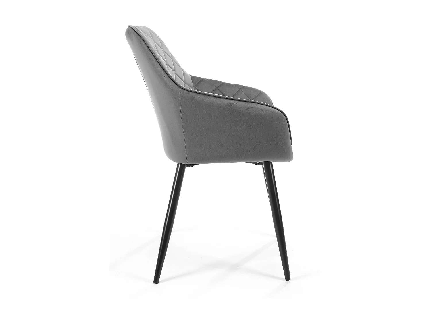 Esszimmerstühle mit Samt 2er Set AKORD SJ.082 Gepolsterter Gesteppter Stuhl aus Velours in Grau