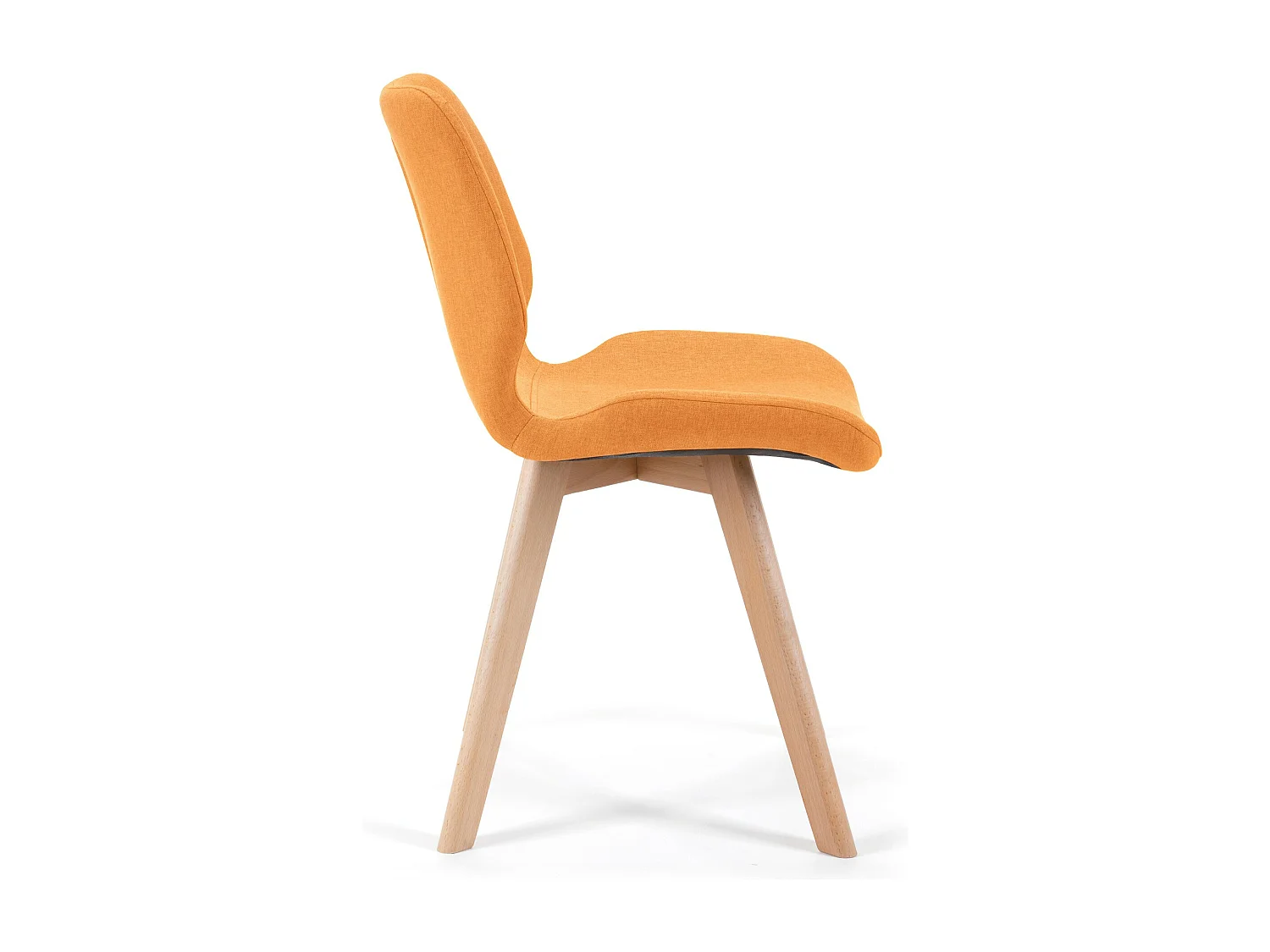 Set van 4 Oranje Beklede Stoelen met Beukenhouten Poten - SJ.0159