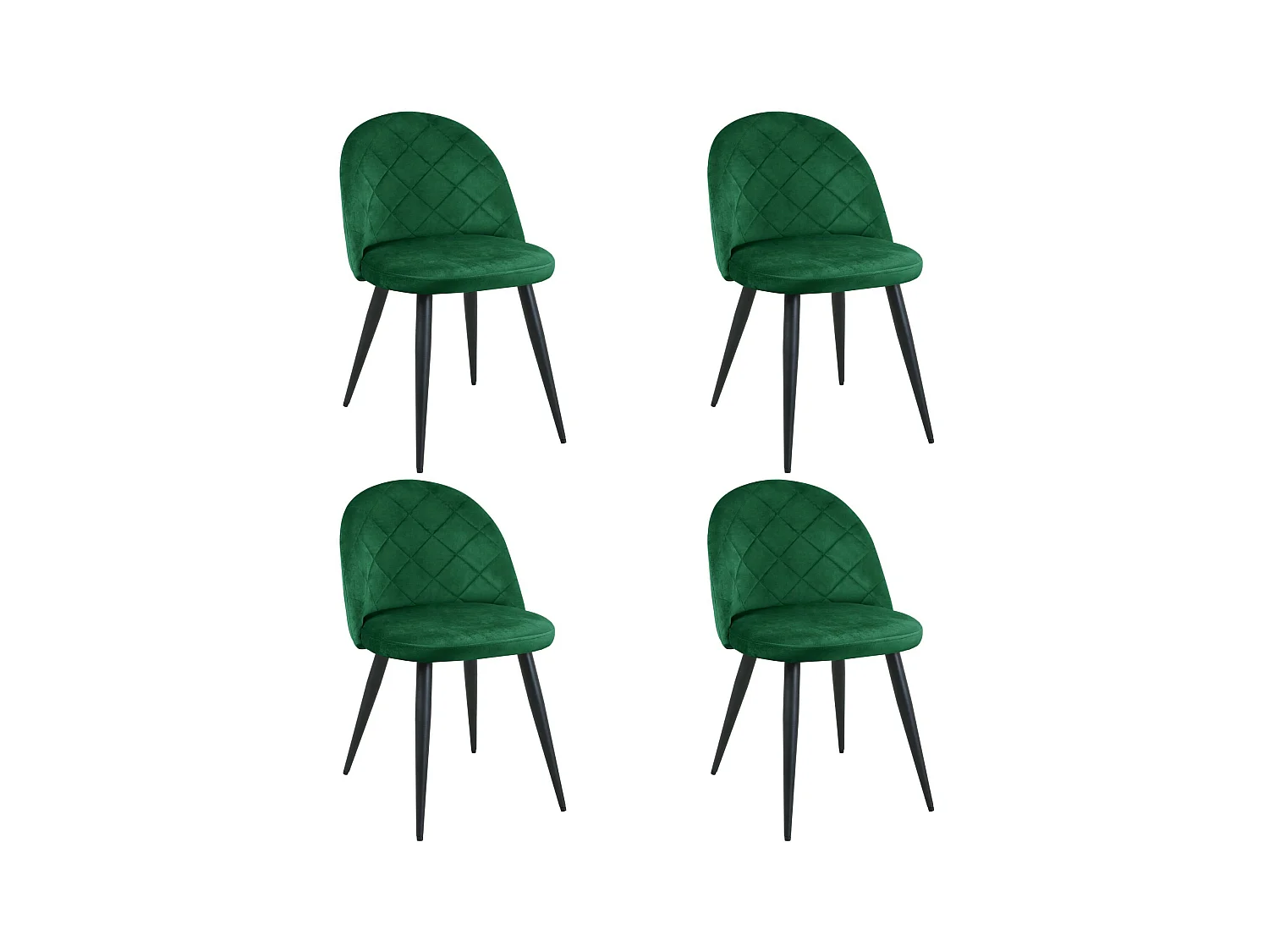 Set di 4 Sedie da Pranzo in Velluto SJ.077 Verde Bottiglia