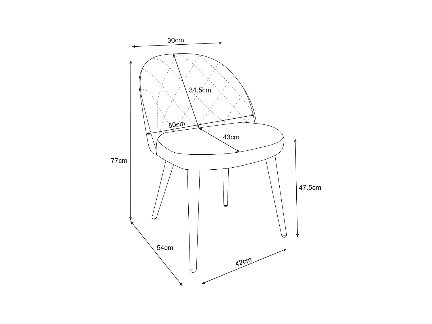 Lot de 4 chaises matelassées de salle à manger en velours AKORD SJ.077 Vert Bouteille