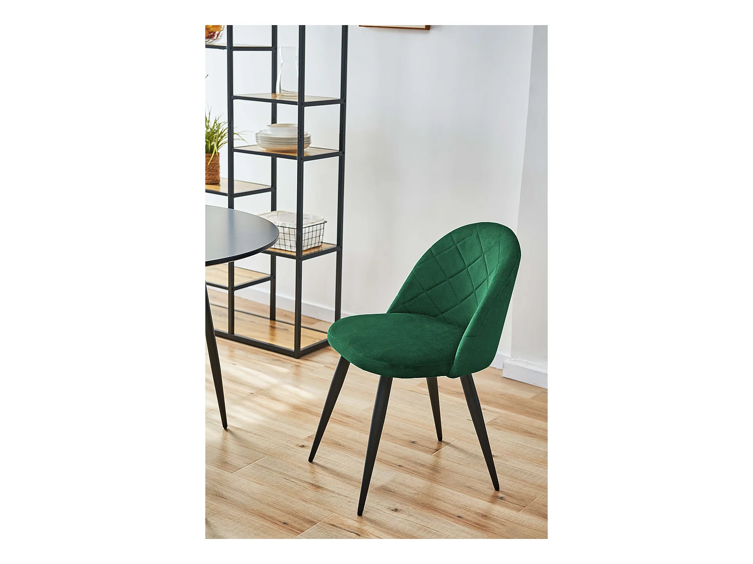 Lot de 4 chaises matelassées de salle à manger en velours AKORD SJ.077 Vert Bouteille