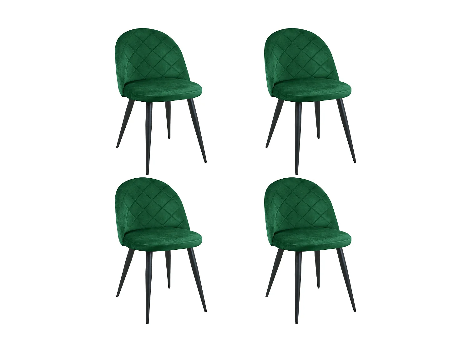 4x Silla de terciopelo con tapizado capitoné SJ077 Verde botella