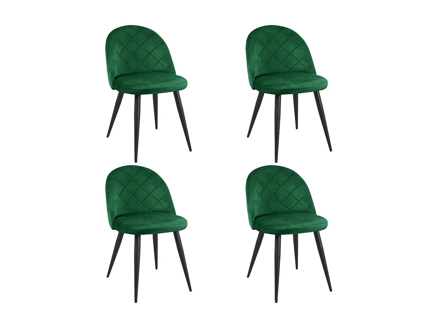 Lot de 4 chaises matelassées de salle à manger en velours AKORD SJ.077 Vert Bouteille