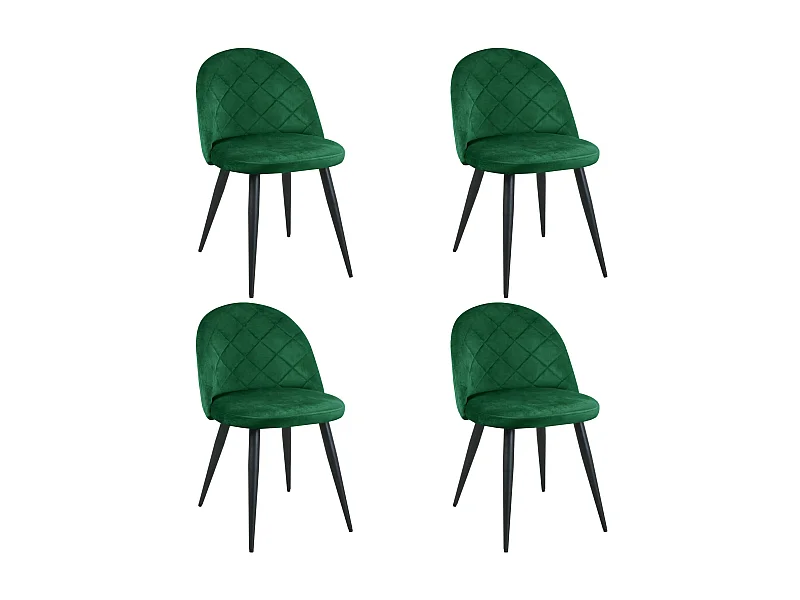 Lot de 4 chaises matelassées de salle à manger en velours AKORD SJ.077 Vert Bouteille
