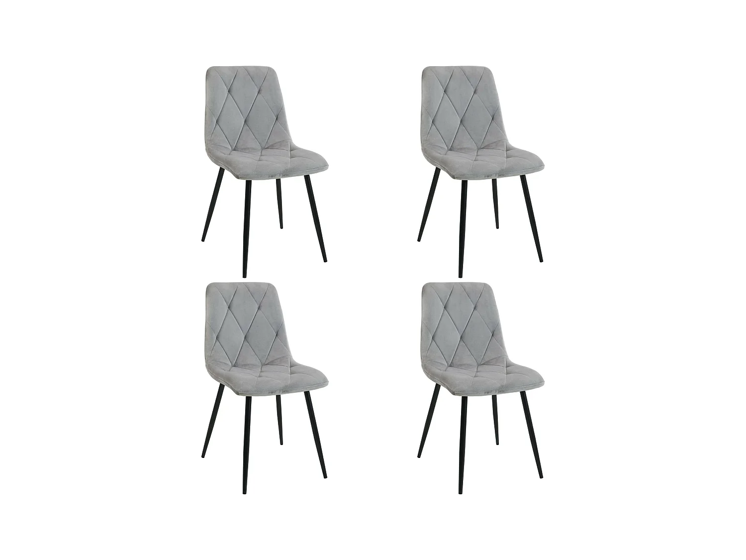 Lot de 4 chaises matelassées de salle à manger en velours AKORD SJ.3 Grise