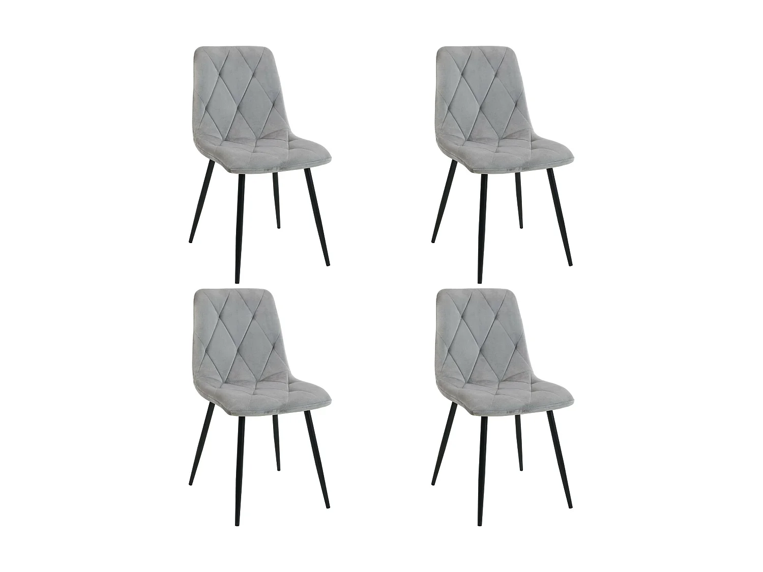 Lot de 4 chaises matelassées de salle à manger en velours AKORD SJ.3 Grise