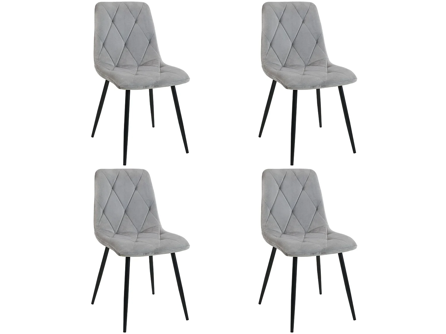 Lot de 4 chaises matelassées de salle à manger en velours AKORD SJ.3 Grise