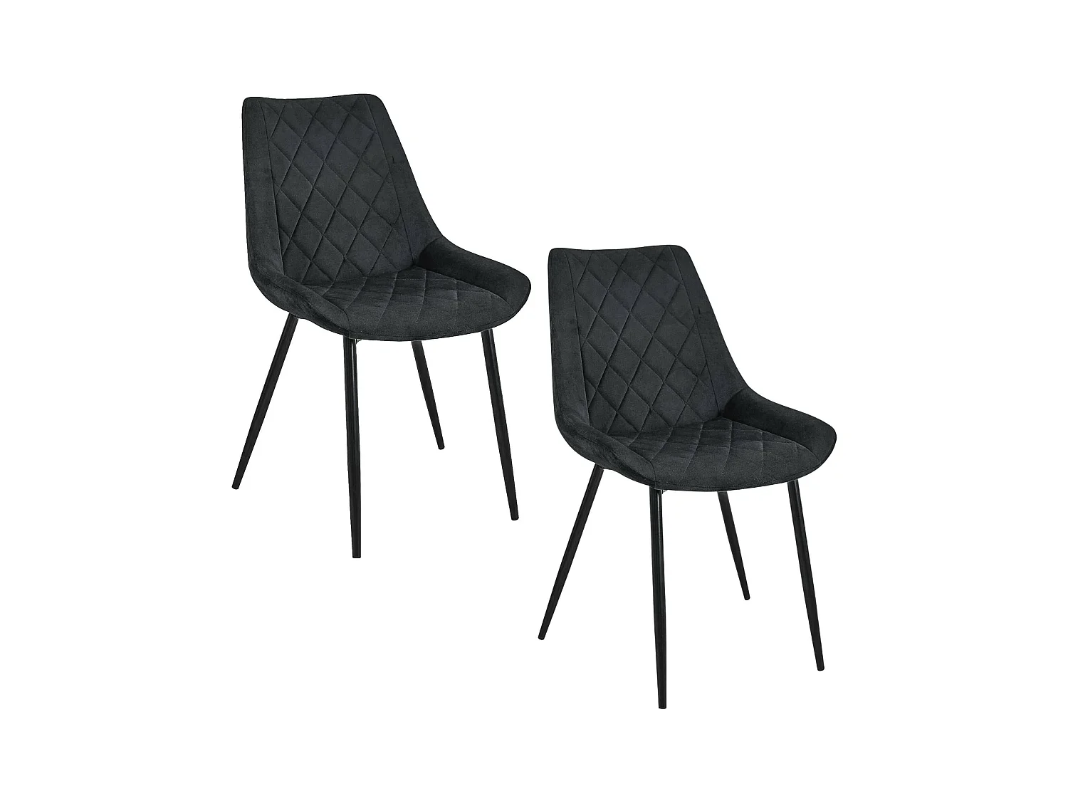 Lot de 2 chaises matelassées de salle à manger en velours AKORD SJ.0488 Noir