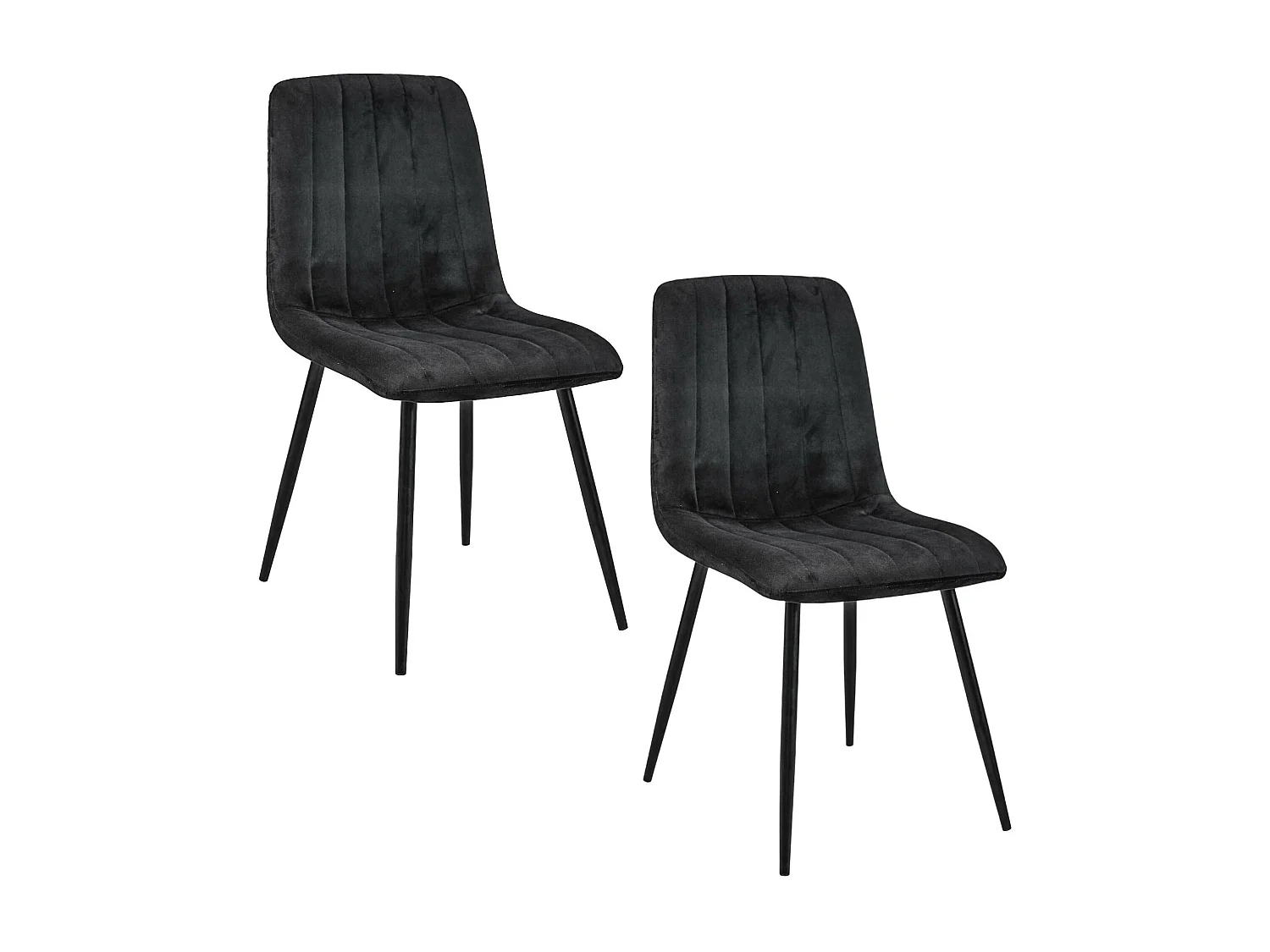 Esszimmerstühle mit Samt 2er Set AKORD SJ.9 Gepolsterter Gesteppter Stuhl aus Velours in Schwarz