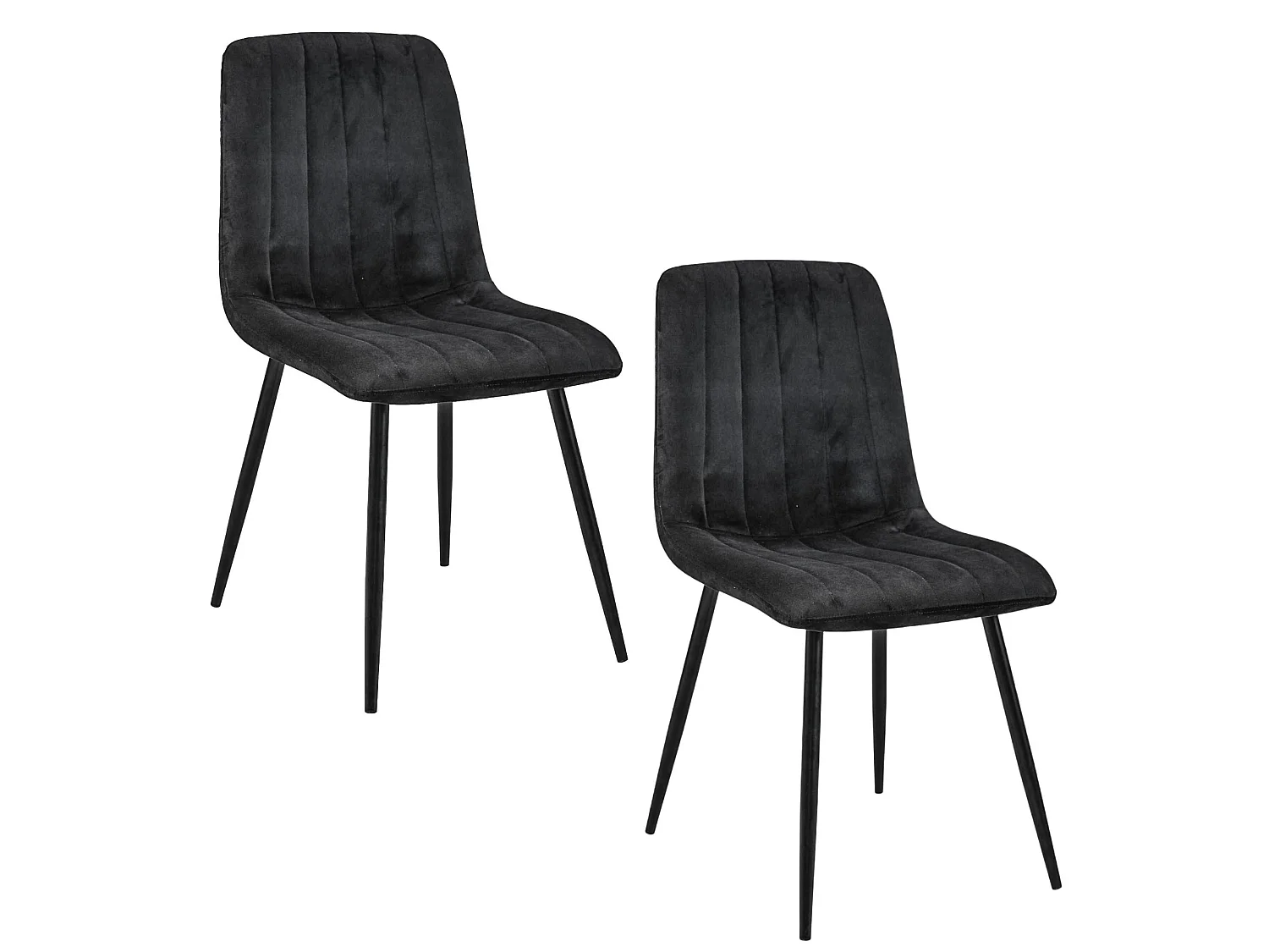 Esszimmerstühle mit Samt 2er Set AKORD SJ.9 Gepolsterter Gesteppter Stuhl aus Velours in Schwarz