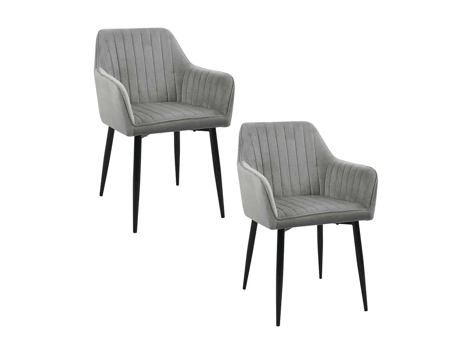 Lot de 2 chaises matelassées de salle à manger en velours AKORD SJ.040 Grise