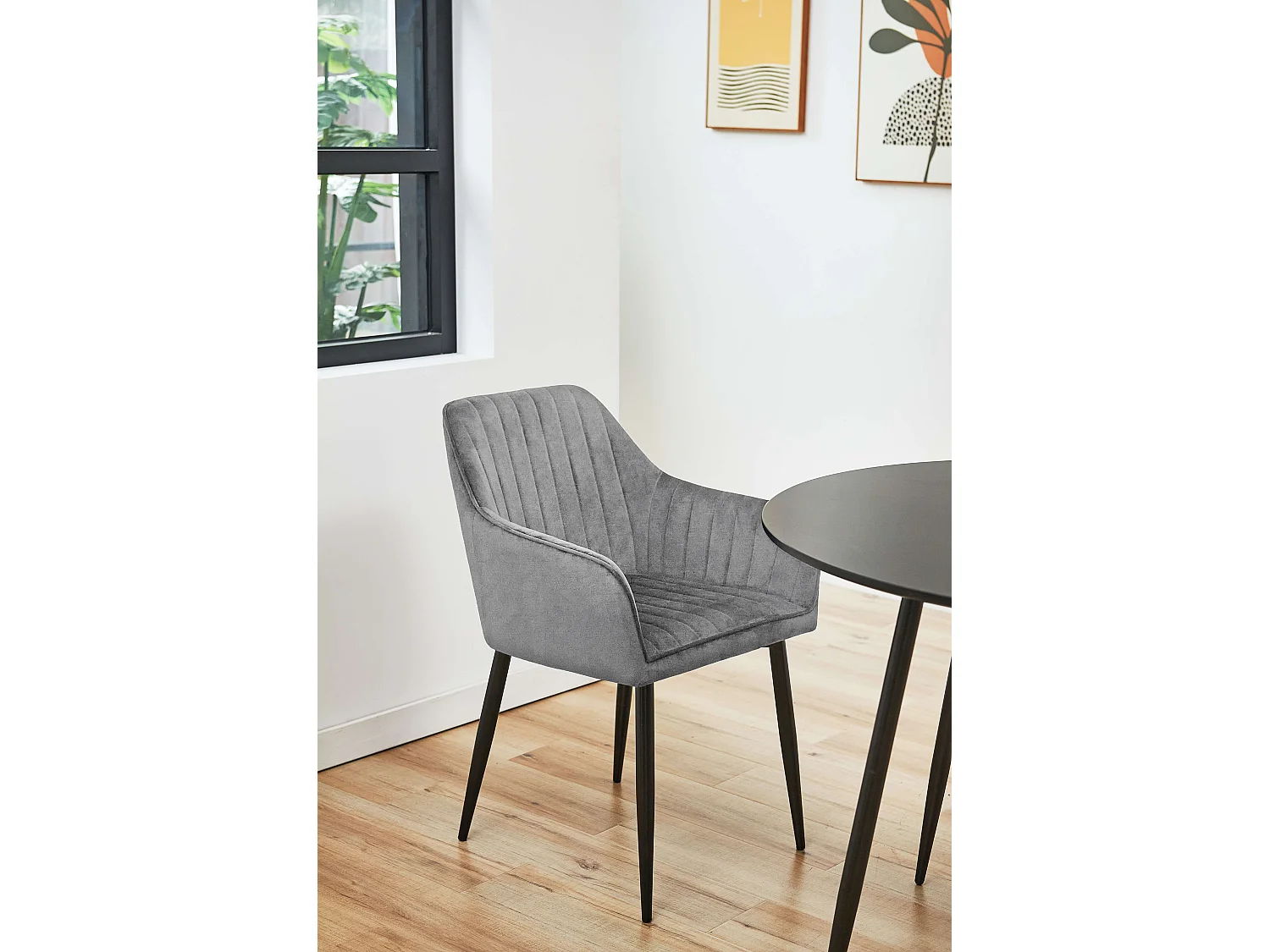 Lot de 2 chaises matelassées de salle à manger en velours AKORD SJ.040 Grise