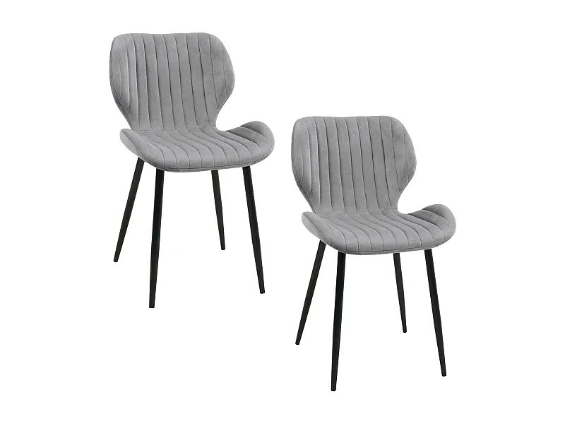Lot de 2 chaises matelassées de salle à manger en velours AKORD SJ.17 Grise