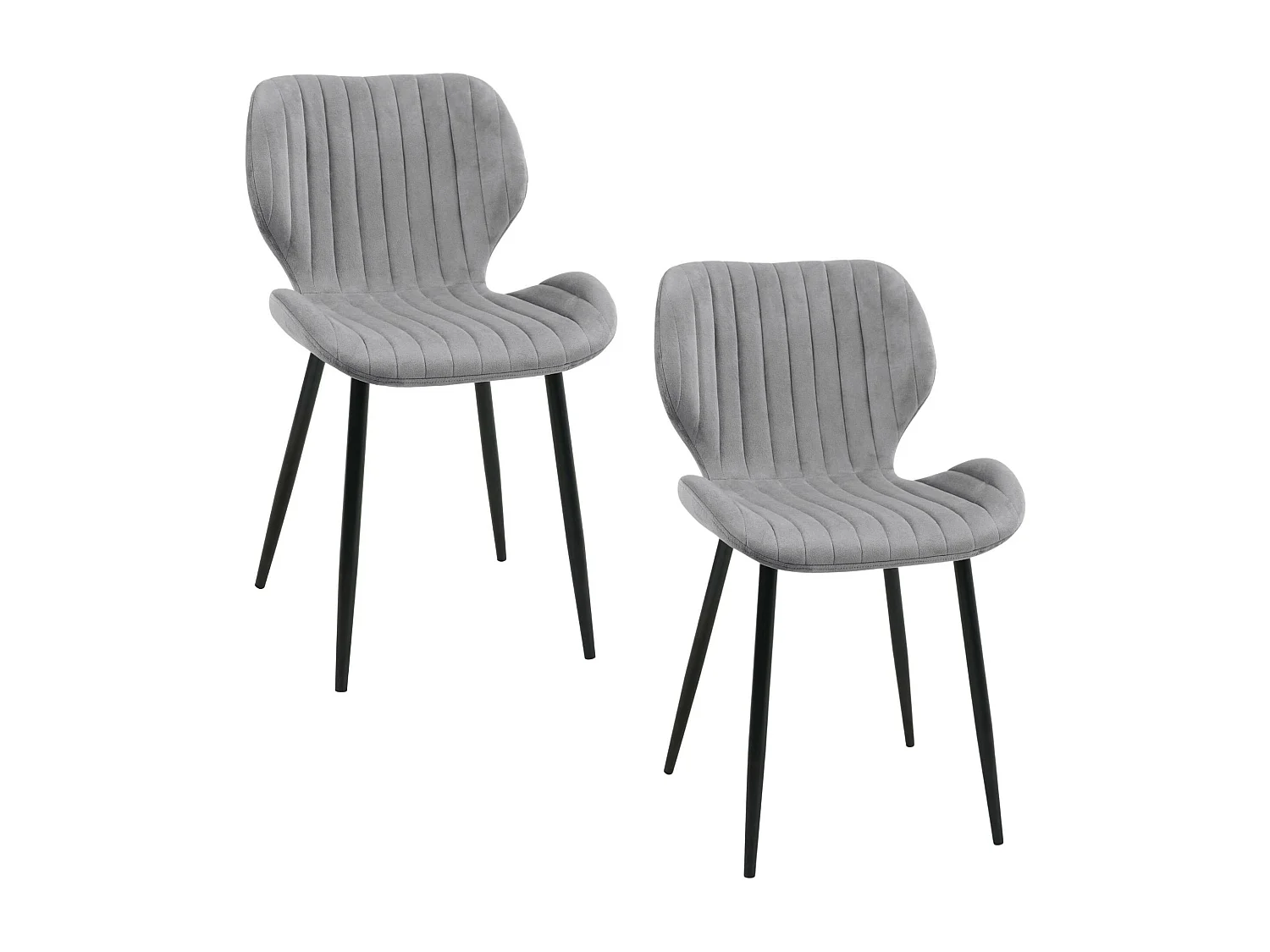 Lot de 2 chaises matelassées de salle à manger en velours AKORD SJ.17 Grise