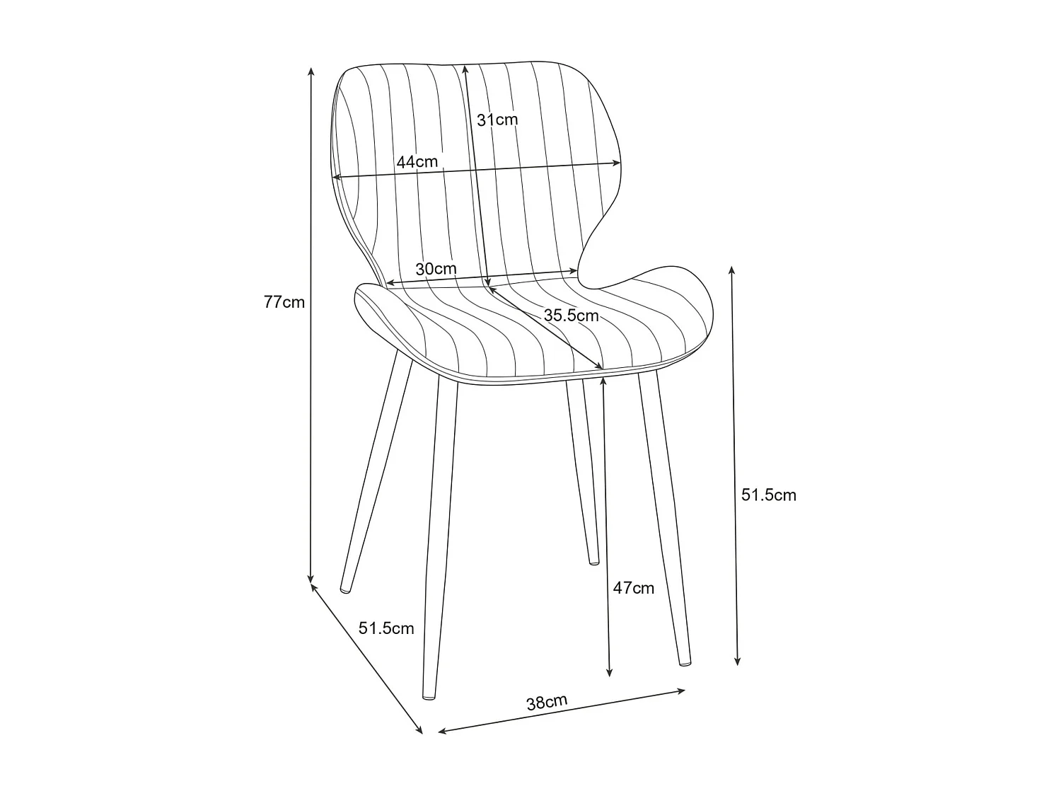 Lot de 2 chaises matelassées de salle à manger en velours AKORD SJ.17 Grise