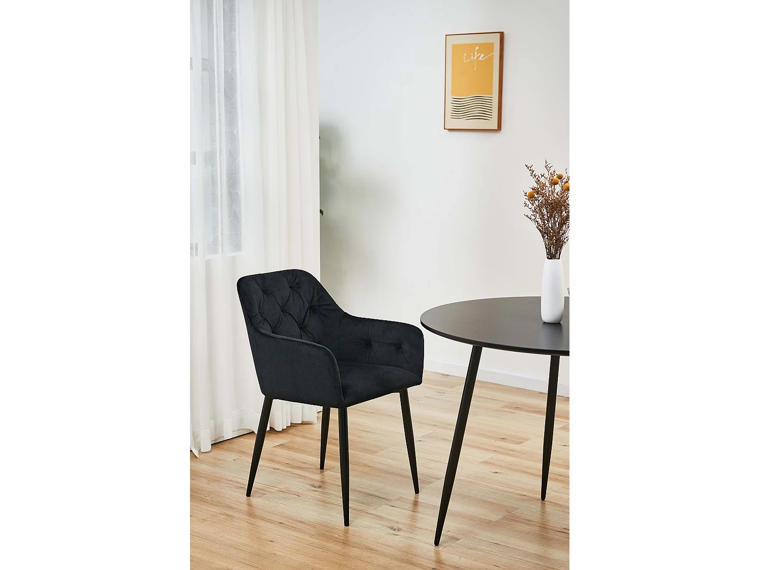 Set di 2 Sedie da Pranzo in Velluto SJ.030 Nere