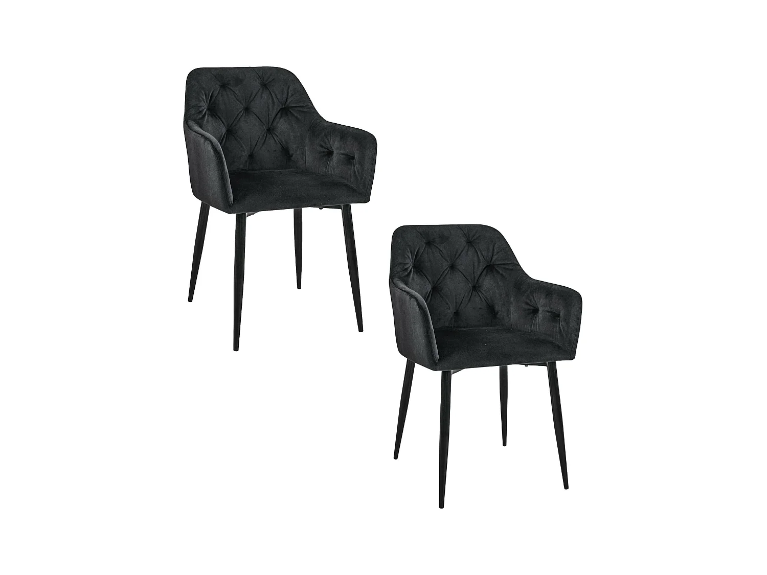 Lot de 2 chaises matelassées de salle à manger en velours AKORD SJ.030 Noir